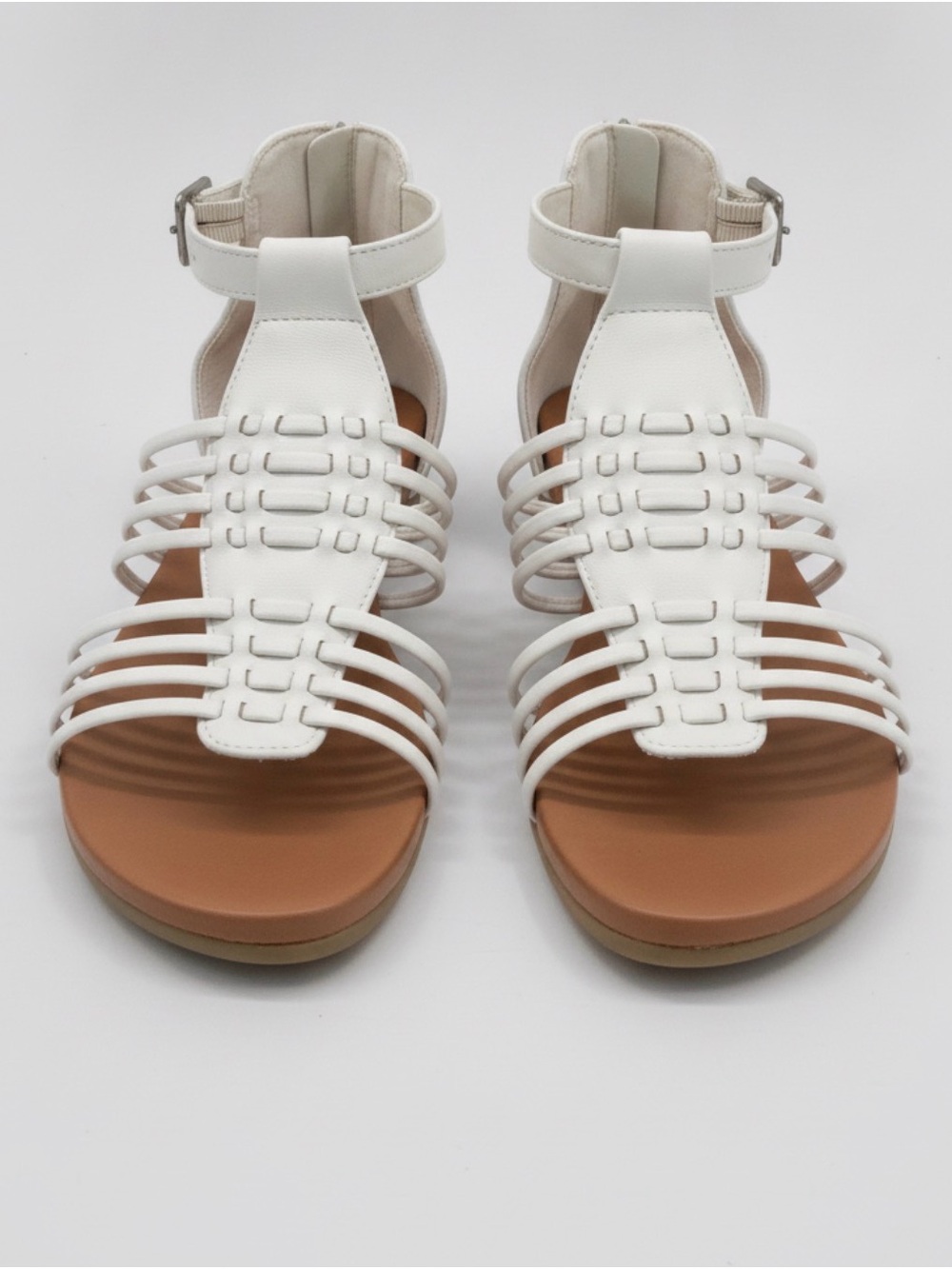 Maurice’s Women’s White Strappy Gladiator Sandals - Comfortable Summer Style